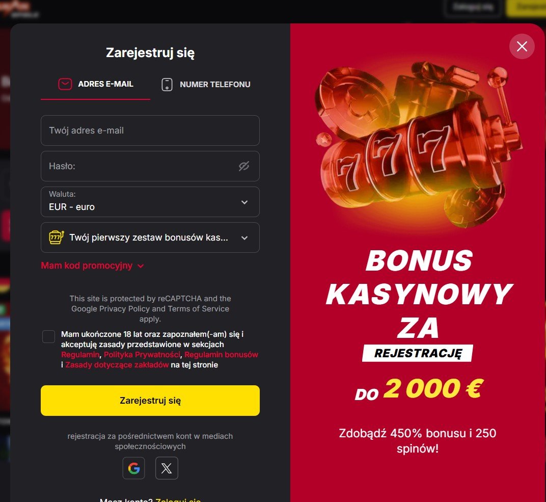 Vulkan Spiele formularz rejestracji i aktywacja bonusu